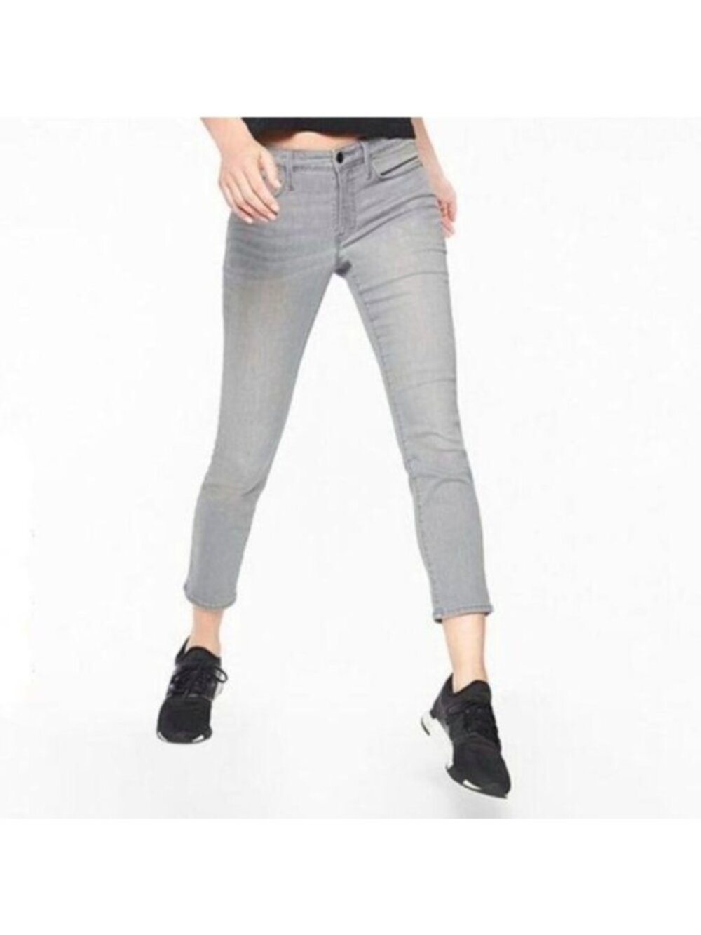 Athleta Sculptek Skinny Crop Jeans Granite Wash Stretchy